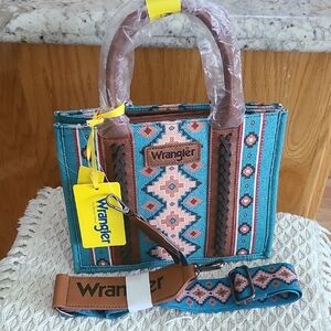 Wrangler Blue and Brown Geometric Shoulder Bag